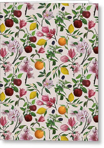 Fruit and Flower Blossoms Pattern - Greeting Card
