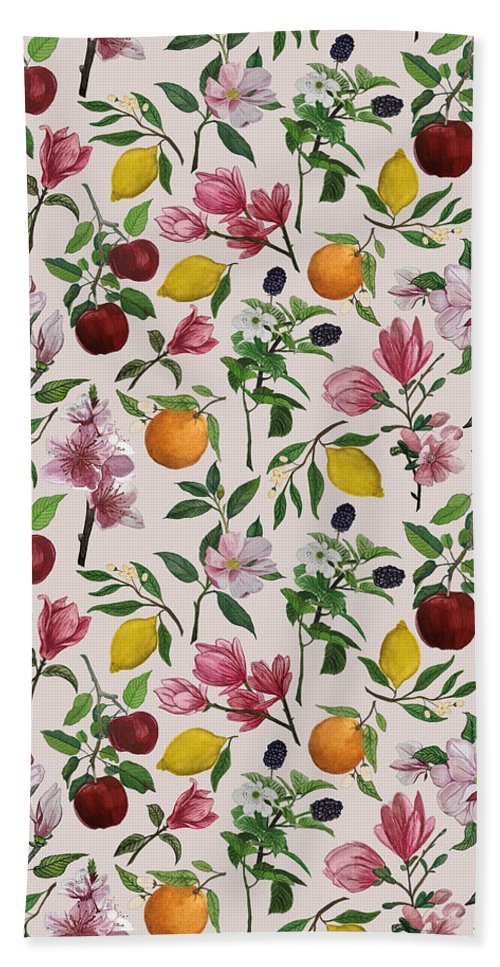 Fruit and Flower Blossoms Pattern - Beach Towel