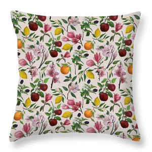 Fruit and Flower Blossoms Pattern - Throw Pillow