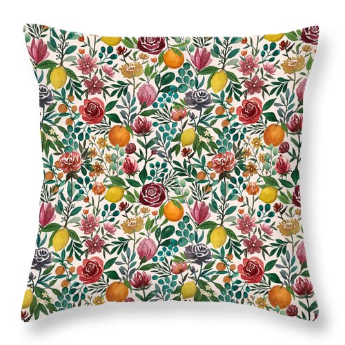 Fruit and Flowers - Throw Pillow