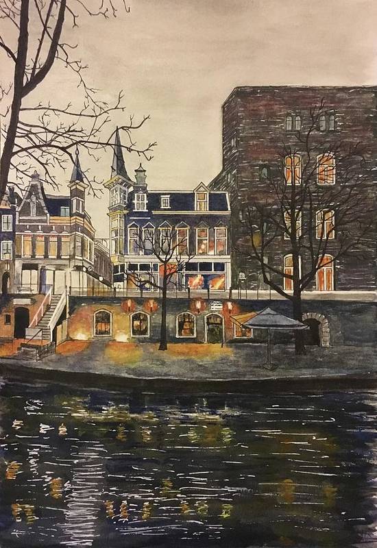 Glistening Street in Amsterdam - Art Print