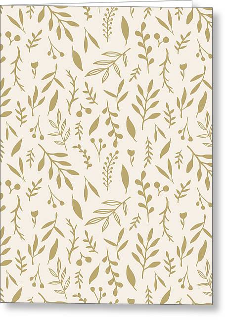 Gold Falling Leaves Pattern - Greeting Card