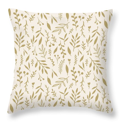 Gold Falling Leaves Pattern - Throw Pillow