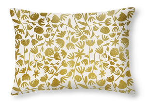 Gold Ink Floral Pattern - Throw Pillow