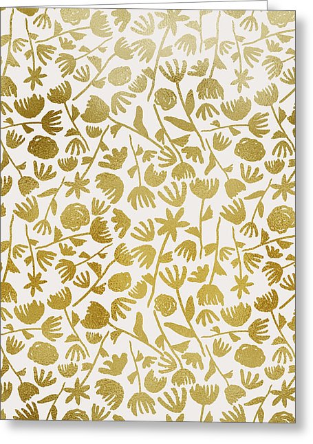 Gold Ink Floral Pattern - Greeting Card