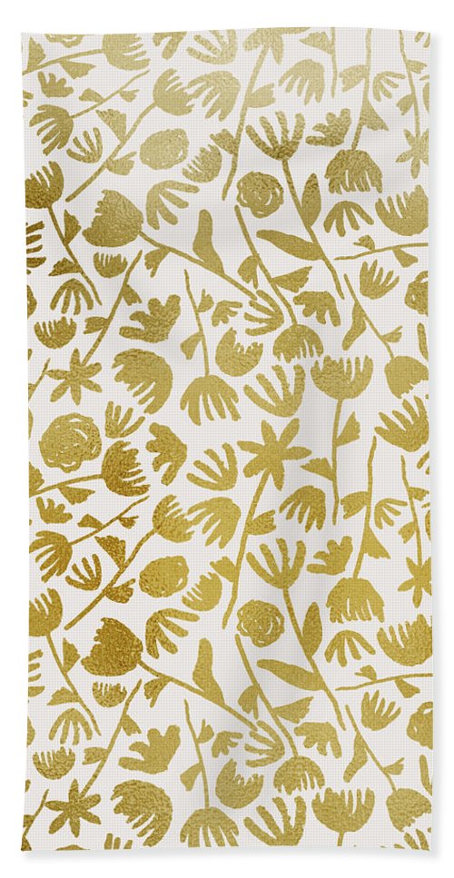 Gold Ink Floral Pattern - Beach Towel