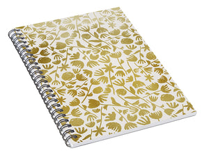 Gold Ink Floral Pattern - Spiral Notebook