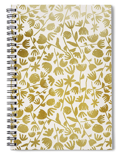 Gold Ink Floral Pattern - Spiral Notebook