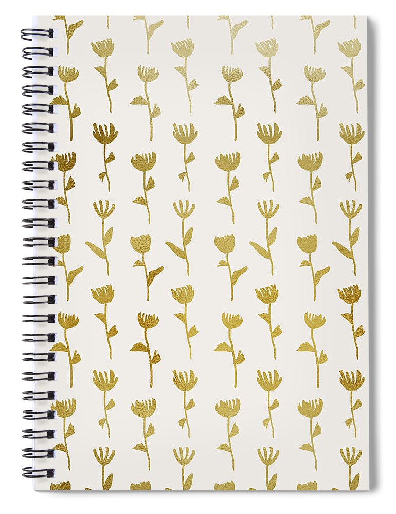Gold Ink Flower Pattern - Spiral Notebook