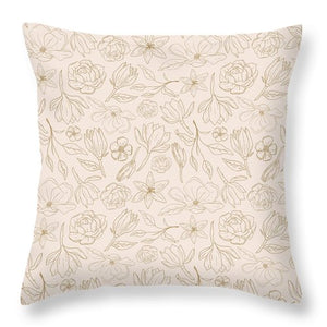 Gold Magnolia Pattern - Throw Pillow