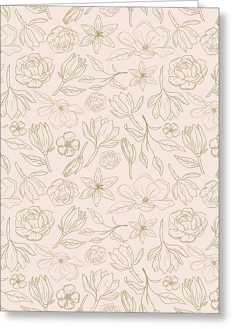 Gold Magnolia Pattern - Greeting Card