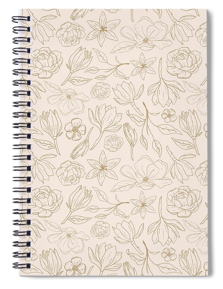 Gold Magnolia Pattern - Spiral Notebook