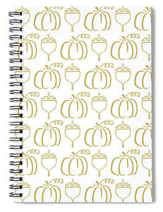 Gold Pumpkin and Acorn Pattern - Spiral Notebook
