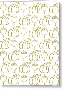 Gold Pumpkin and Acorn Pattern - Greeting Card
