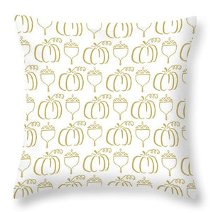 Gold Pumpkin and Acorn Pattern - Throw Pillow