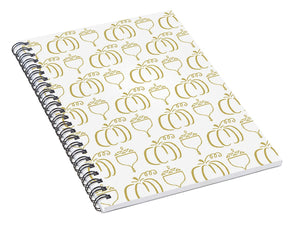 Gold Pumpkin and Acorn Pattern - Spiral Notebook