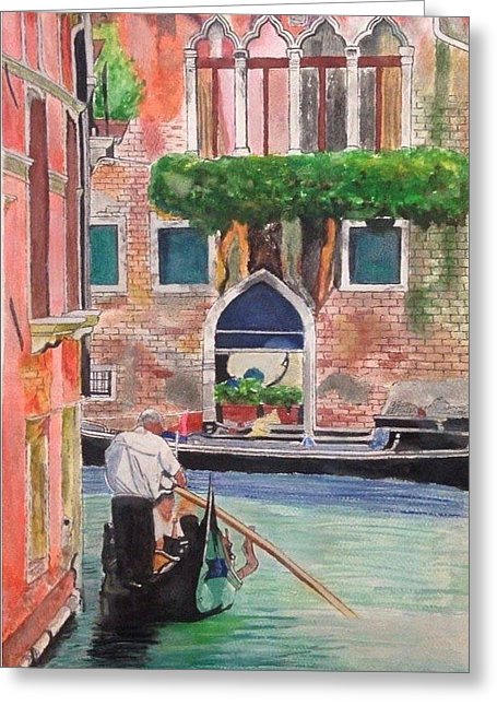 Gondola Ride Along Canal - Greeting Card