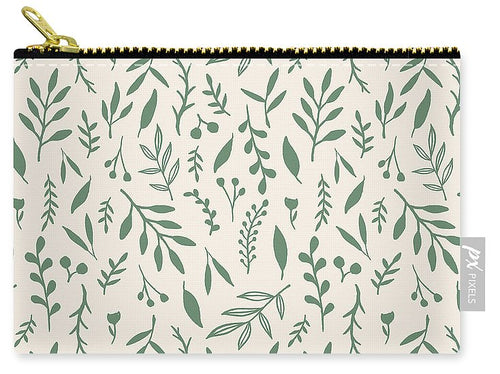 Green Falling Leaves Pattern - Carry-All Pouch