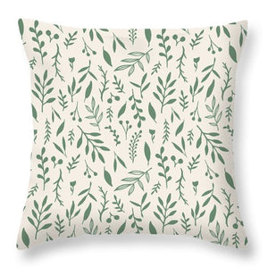 Green Falling Leaves Pattern - Throw Pillow