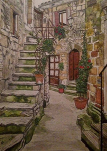 Italian Garden Alley - Art Print