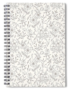 Ivory Flower Pattern - Spiral Notebook