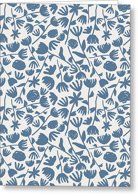 Light Blue Floral Pattern - Greeting Card