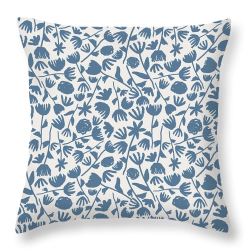 Light Blue Floral Pattern - Throw Pillow