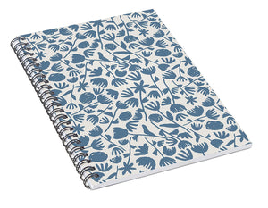 Light Blue Floral Pattern - Spiral Notebook