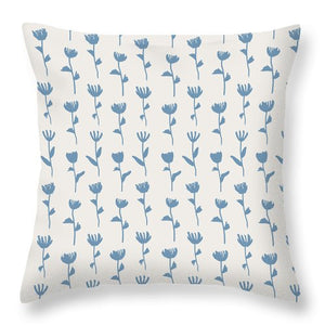 Light Blue Flower Pattern - Throw Pillow