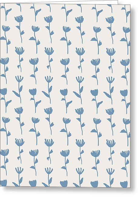Light Blue Flower Pattern - Greeting Card