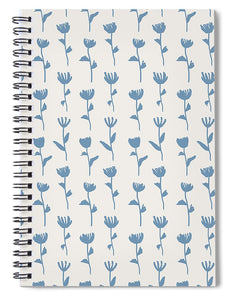 Light Blue Flower Pattern - Spiral Notebook