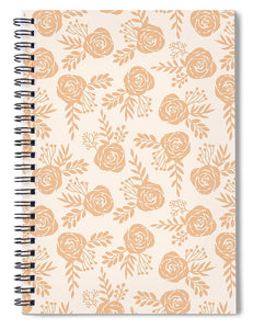 Light Orange Floral Pattern - Spiral Notebook