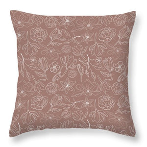 Mauve Magnolia Pattern - Throw Pillow