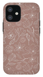 Mauve Magnolia Pattern - Phone Case