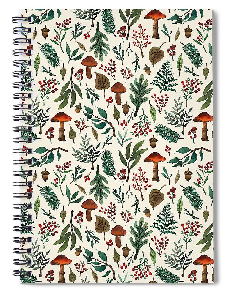 Mushroom Forest Pattern - Spiral Notebook