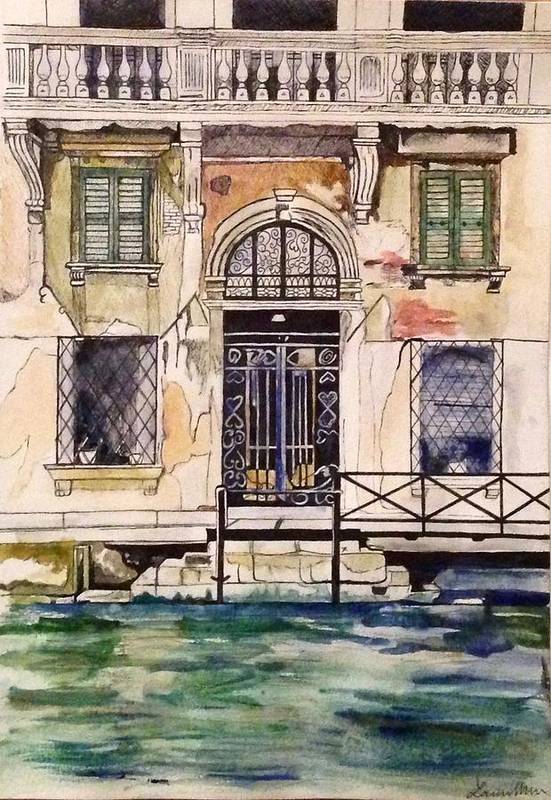 Old Door on Venice Canal - Art Print