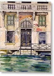Old Door On Venice Canal - Greeting Card