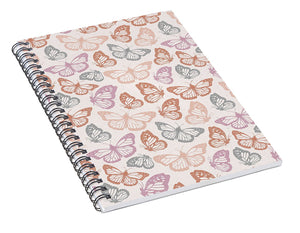 Orange and Pink Butterfly Pattern - Spiral Notebook