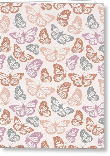 Orange and Pink Butterfly Pattern - Greeting Card