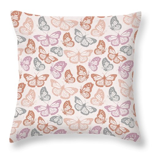 Orange and Pink Butterfly Pattern - Throw Pillow