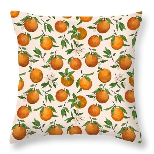 Orange Blossom Pattern - Throw Pillow