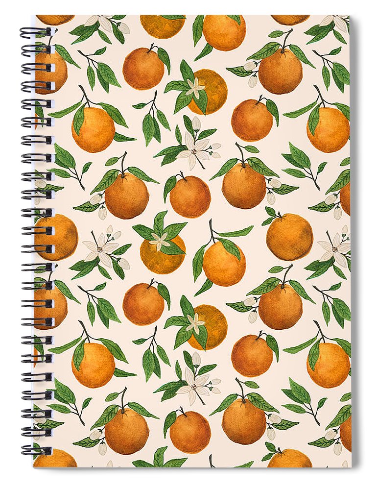 Orange Blossom Pattern - Spiral Notebook