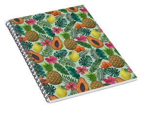 Pineapple and Papaya Pattern - Spiral Notebook