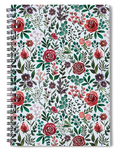 Pink and Purple Flowers - Spiral Notebook