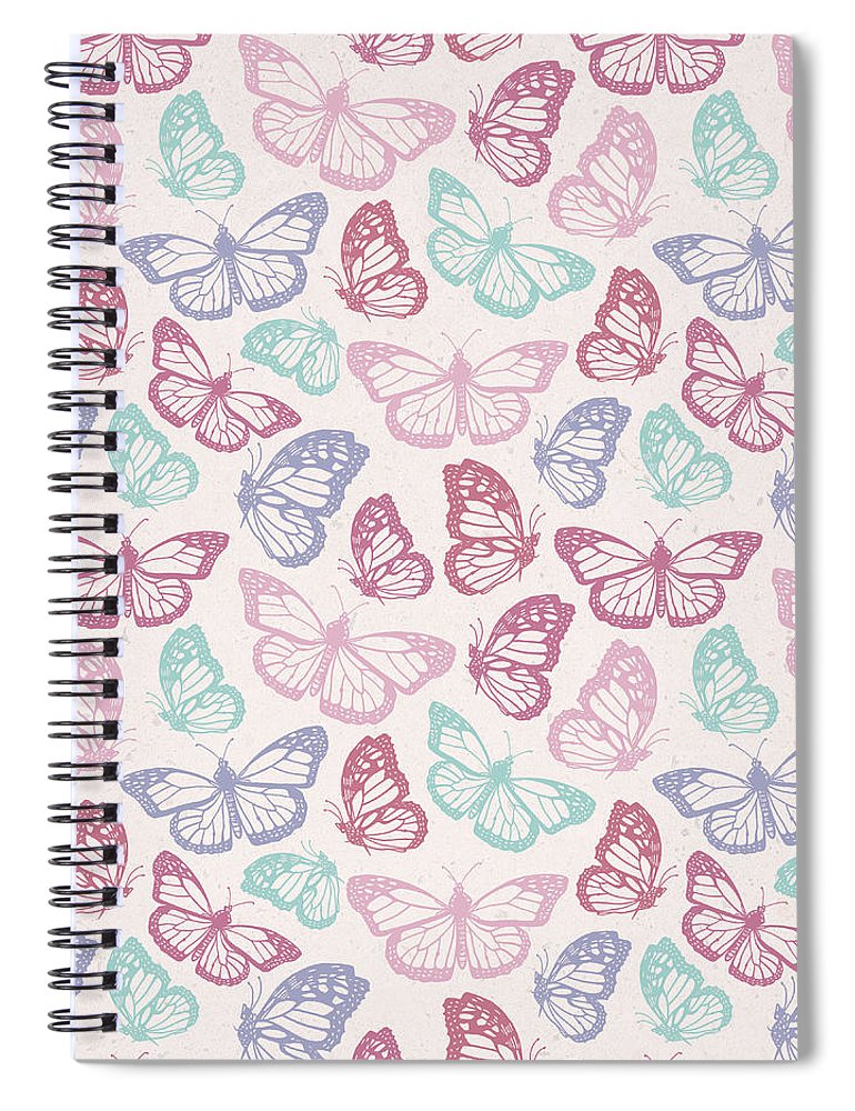 Pink Butterfly Pattern - Spiral Notebook