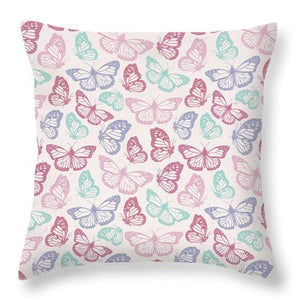 Pink Butterfly Pattern - Throw Pillow