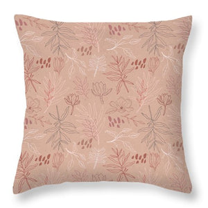 Pink Desert Leaf Pattern - Throw Pillow