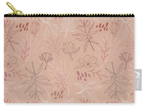 Pink Desert Leaf Pattern - Carry-All Pouch