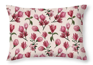 Pink Magnolia Blossoms - Throw Pillow