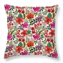 Load image into Gallery viewer, Pink Tropical Flower Pattern - Throw Pillow